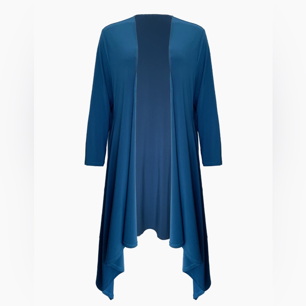 Rosarini (Australian brand) extra long edge cardigan teal. Easy care travel wear